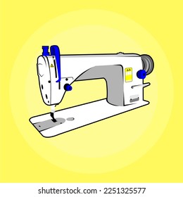 Esta es una ilustración de una sola máquina de coser de aguja que se utiliza comúnmente para las industrias de confección, convección y sastre