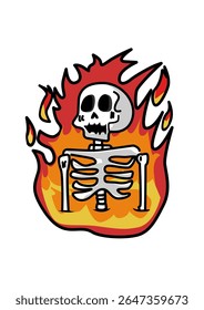 Esta é uma ilustração de esqueleto no inferno