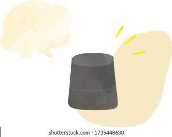 Esta es una ilustración de un altavoz inteligente (con globos de voz). (Estilo acuarela).