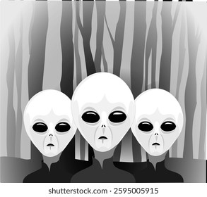 This is an illustration of some aliens in the forest