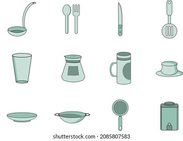 This is an illustration of some kitchen utensils or food utensils.