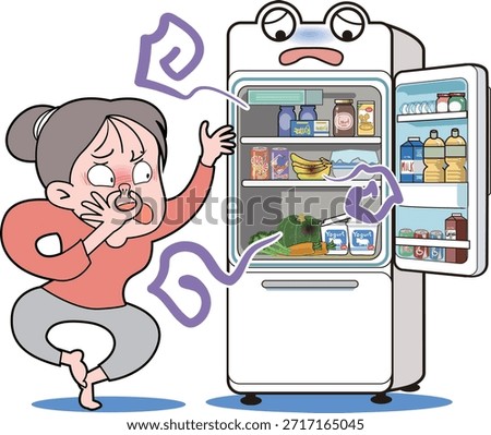 This is an illustration of something that has not been stored long enough in a refrigerator with a face on it and has gone rotten.