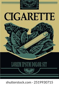 This is an illustration source featuring a cigarette, a lemon, and a tobacco leaf. It can also be used as a cigarette case design.