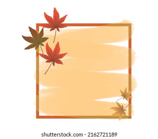This illustration is a square frame of falling autumn leaves.
