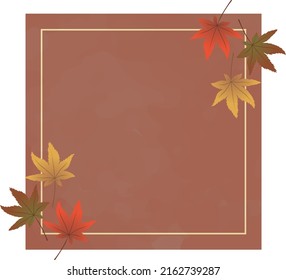This illustration is a square frame of falling autumn leaves.