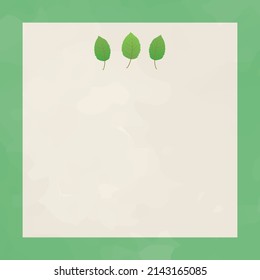 This is an illustration of a square frame with a fresh green leaf motif.