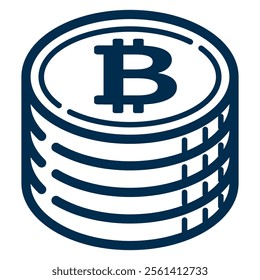 This is an illustration of stacked bitcoins.I created it in a simple, single color that is easy to use as an icon.