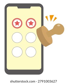 This is an illustration of a stamp rally being displayed on a smartphone.