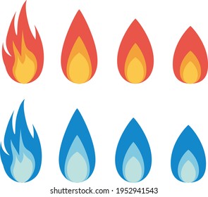 This is an illustration of a strong and weak flame icon.