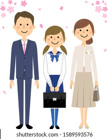 This is an illustration of a student entering a family.