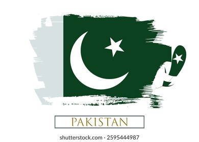 This illustration is a stylized representation of the Pakistani flag, combined with a graphic element of a kite. National flag with Quill pens are made from bird feathers.