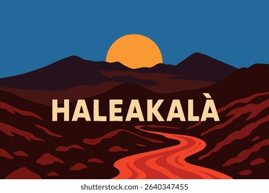 In this illustration, sunrise casts soft light over the crater of Haleakalā National Park, with lava rocks glowing in the early light. 