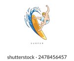 This is a illustration of the surfer from Colored Surfer Stock. Vector file for any resolution without losing its quality.