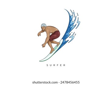 This is a illustration of the surfer from Colored Surfer Stock. Vector file for any resolution without losing its quality.