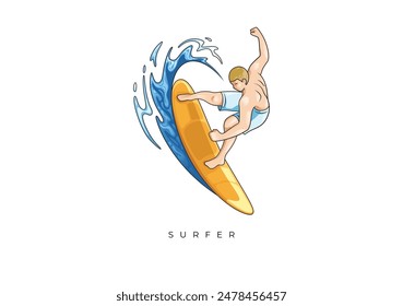 This is a illustration of the surfer from Colored Surfer Stock. Vector file for any resolution without losing its quality.