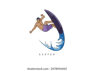 This is a illustration of the surfer from Colored Surfer Stock. Vector file for any resolution without losing its quality.