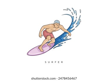 This is a illustration of the surfer from Colored Surfer Stock. Vector file for any resolution without losing its quality.