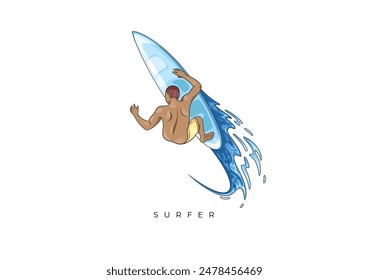This is a illustration of the surfer from Colored Surfer Stock. Vector file for any resolution without losing its quality.
