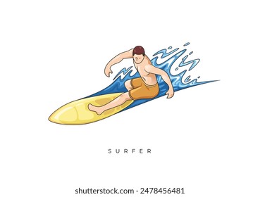 This is a illustration of the surfer from Colored Surfer Stock. Vector file for any resolution without losing its quality.
