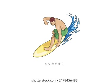 This is a illustration of the surfer from Colored Surfer Stock. Vector file for any resolution without losing its quality.