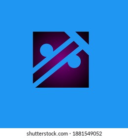 This is an illustration of a symbol vector graphic, with a square shape on a blue background