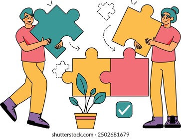 This illustration of a team working to complement each other is the culmination of dedication and collaboration as the team celebrates achieving its target.