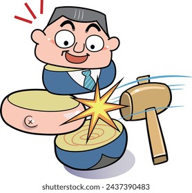 Esta es una ilustración que compara la eliminación de grasa con Daruma Otoshi.