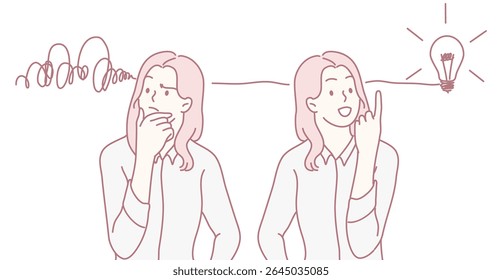 This is an illustration that represents the thought process involved in brainstorming and generating ideas effectively