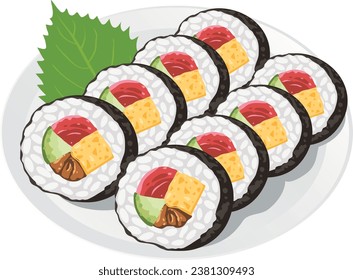 
This is an illustration of thick sushi rolls.