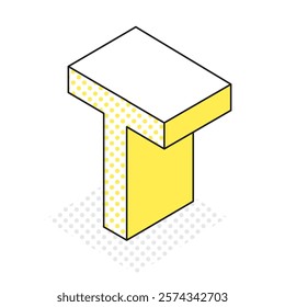 This is an illustration of the three-dimensional and simple alphabet T.