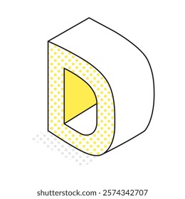 This is an illustration of the three-dimensional and simple alphabet D.