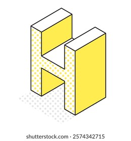 This is an illustration of the three-dimensional and simple alphabet H.