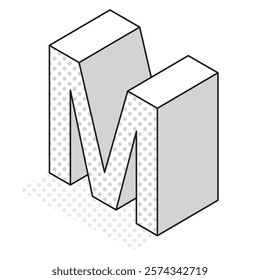 This is an illustration of the three-dimensional and simple alphabet M.