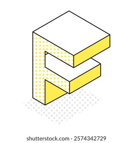 This is an illustration of the three-dimensional and simple alphabet F.