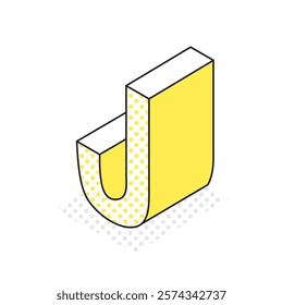 This is an illustration of the three-dimensional and simple alphabet J.