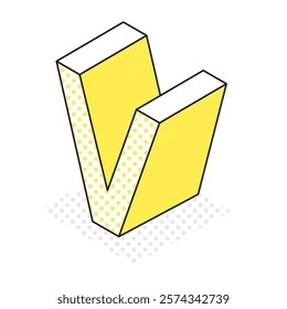 This is an illustration of a three-dimensional and simple alphabet V.