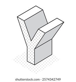 This is an illustration of the three-dimensional and simple alphabet Y.