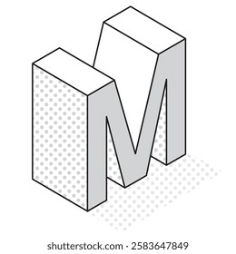 This is an illustration of the three-dimensional and simple alphabet M.