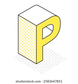 This is an illustration of a three-dimensional and simple alphabet P.