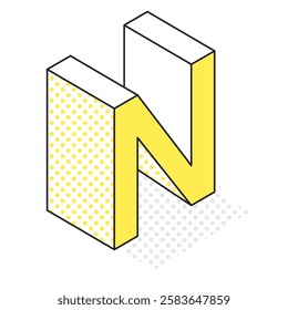 This is an illustration of the three-dimensional and simple alphabet N.