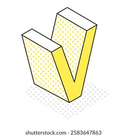 This is an illustration of a three-dimensional and simple alphabet V.