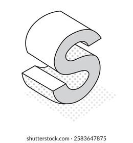 This is an illustration of the three-dimensional and simple alphabet S.