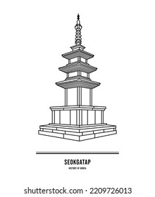 This illustration is the Three-story Stone Pagoda of Bulguksa Temple in Silla. It's called the Seokgatap.