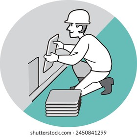 This is an illustration of tile replacement work.