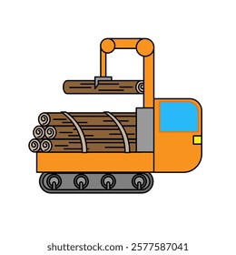 This is an illustration of a trailer transporting giant trees.