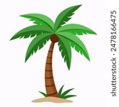 This is an illustration of a tropical palm tree, ideal for themes related to beach and summer