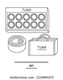 Esta ilustración es un juego de regalos de atún. Es un regalo básico que le da una empresa que trabaja en vacaciones coreanas.	