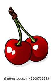 This is an illustration of two cherries