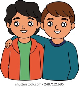 This is a an illustration of two friends standing shoulder to shoulder ,graphic resource with high quality eps format 