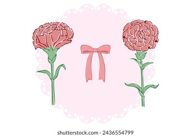 This is an illustration of two kinds of red carnations.
